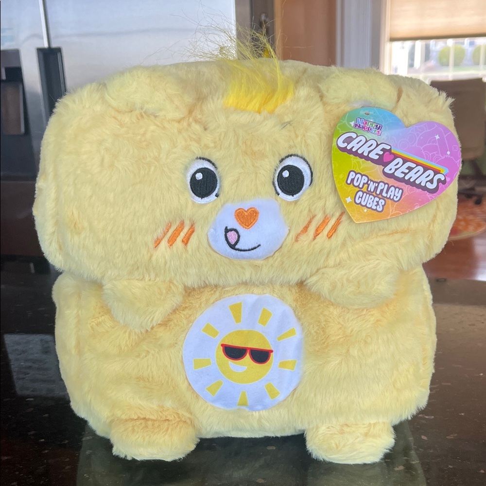 Happy Nappers Care Bears Pop n' Play Cubes Plush & -Pillow - Sunny Yellow